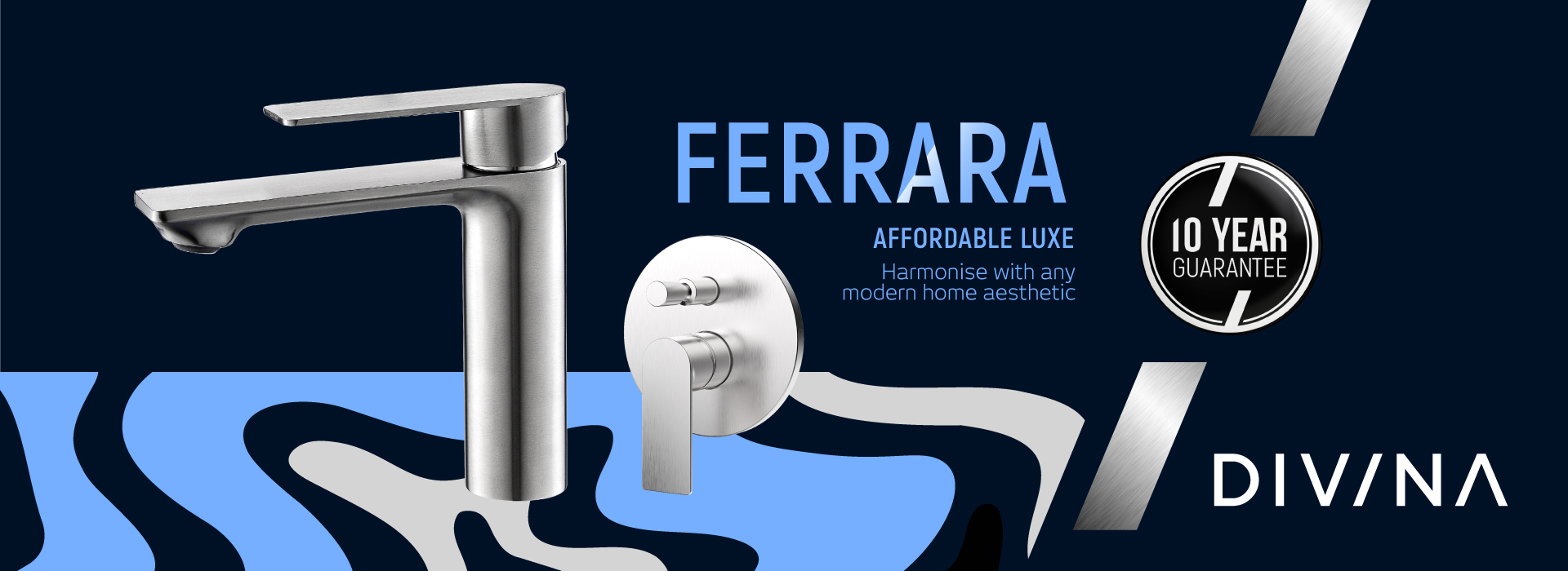 Divina Ferrara Stainless Steel Bathroom Tap Collection