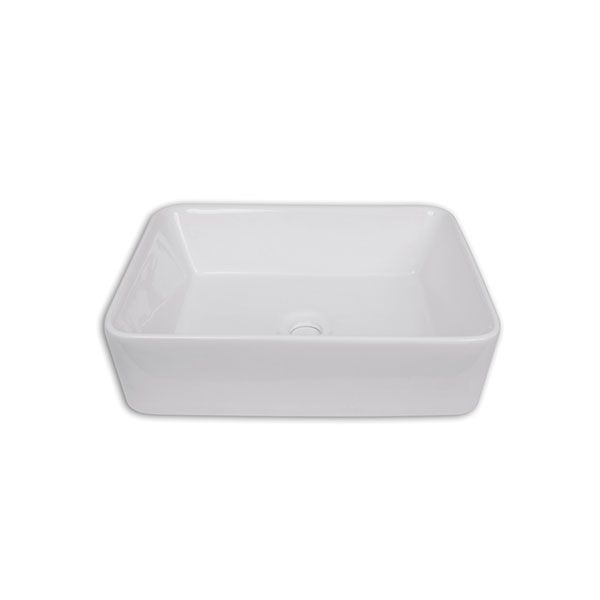 Amelia White Rectangular Counter Top Basin Without Tap Hole 485 x 370 x 140mm