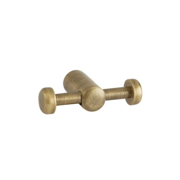 Omega Antique Brass Double Robe Hook 20 x 43 x 76mm