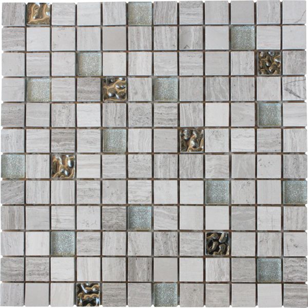 Sparkle Polished Natural Stone &amp; Glass Mosaic 305 x 305mm