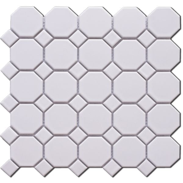 White Hexagonal With White Inset Matt Porcelain Mosaic 300 x 300mm
