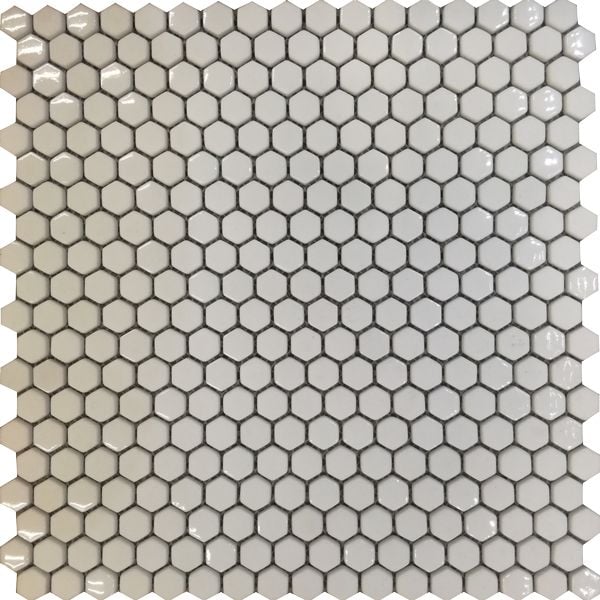 Mini Hexagon White Enviro-Glass Mosaic Sheet 288 x 293mm