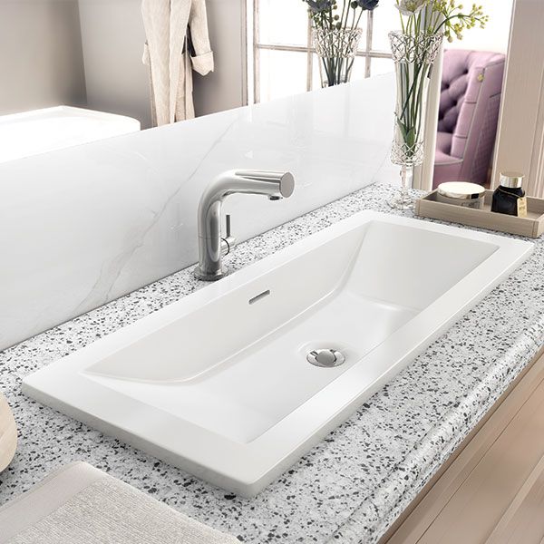 Victoria &amp; Albert Rossendale Gloss White Basin Without Tap Hole 1070 x 381 x 148mm