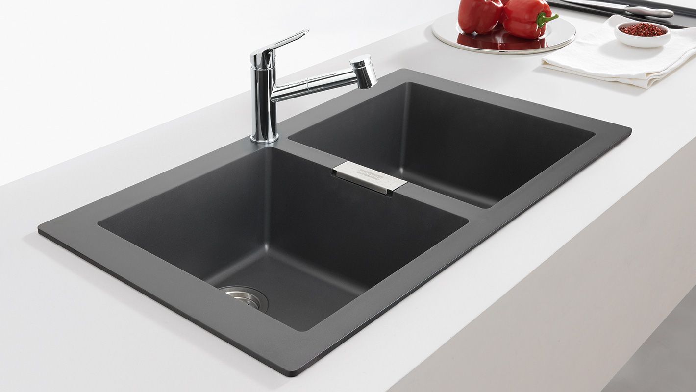 Interpretación rociar enchufe Franke Sirius Carbon Black Tectonite Double Bowl Kitchen Sink 860 x 500 x  200mm |Italtile
