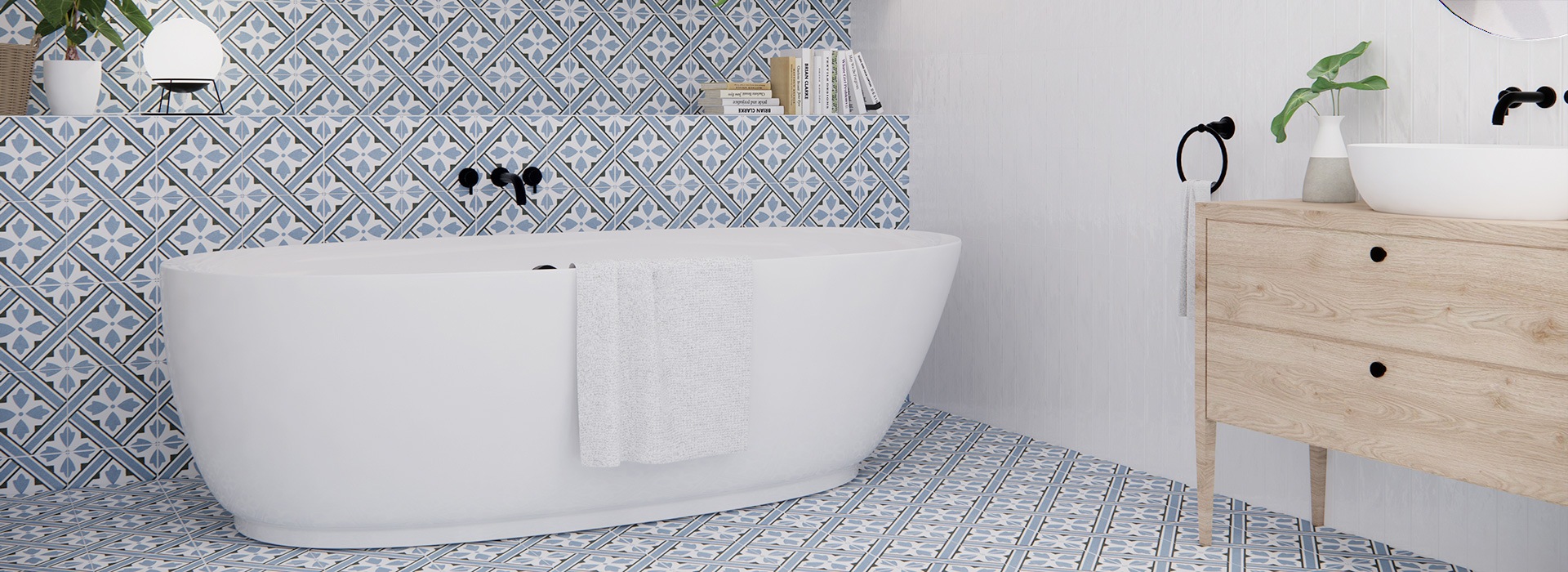 Italtile’s New Howard Blue Porcelain Patchworks, “Made with Love” by Prissmacer Ceramica.
